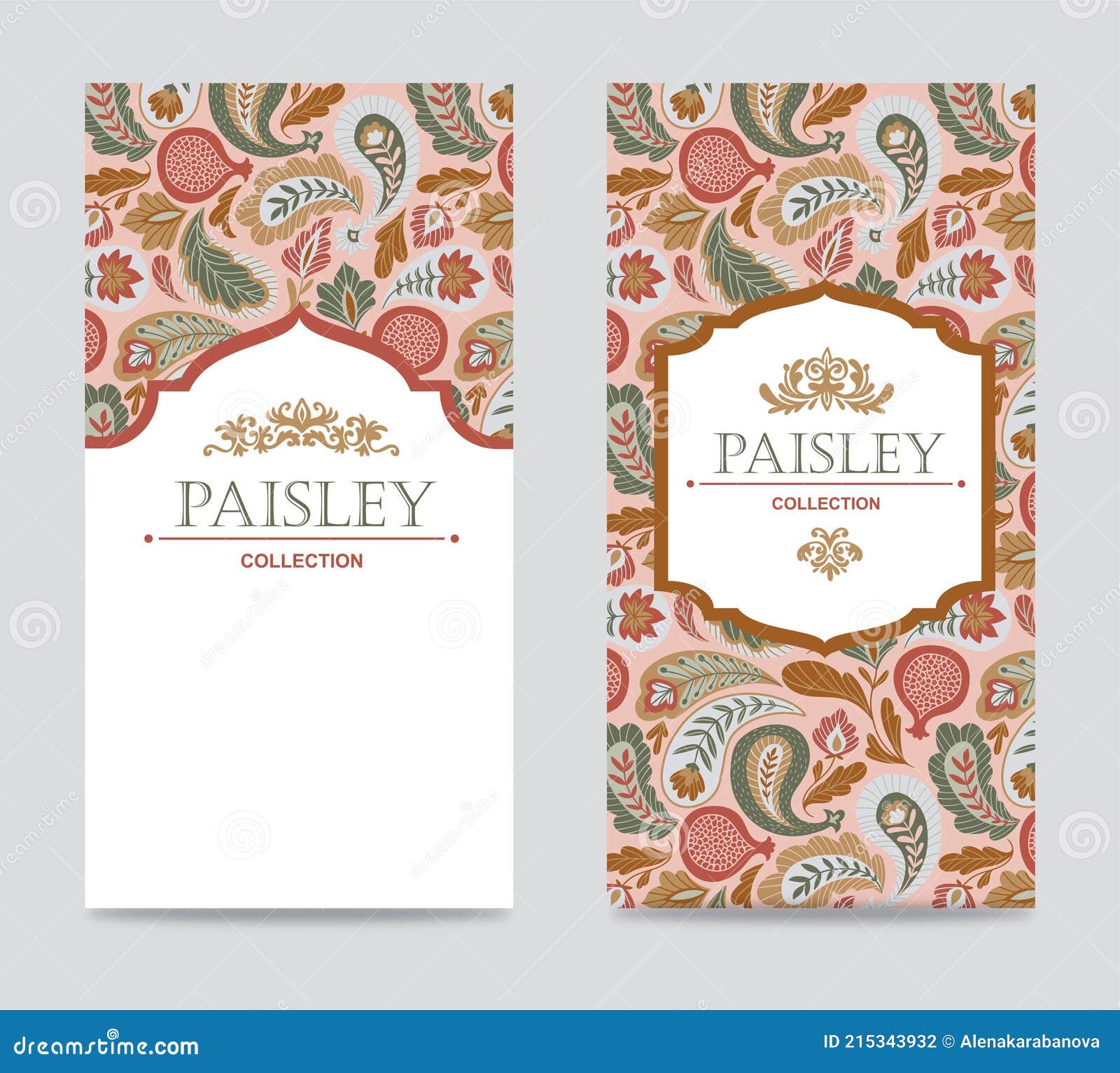 flyer  template.  card with paisley pattern and traditional frame with place for your text.